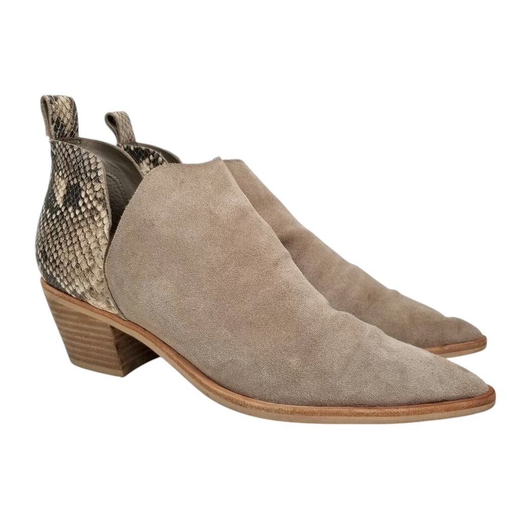 Dolce vita Womens Sonni Snakeskin Taupe Suede Pointed Toe Ankle Bootie Boots 7.5